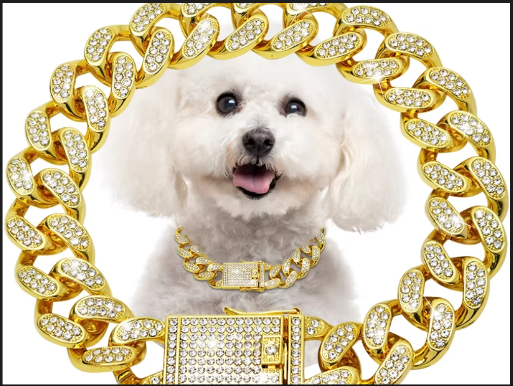 Luxury Cuban Link Pet Chain Collar – High-Fashion Bling for Cats & Dogs