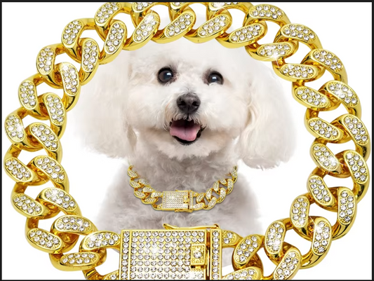 Luxury Cuban Link Pet Chain Collar – High-Fashion Bling for Cats & Dogs